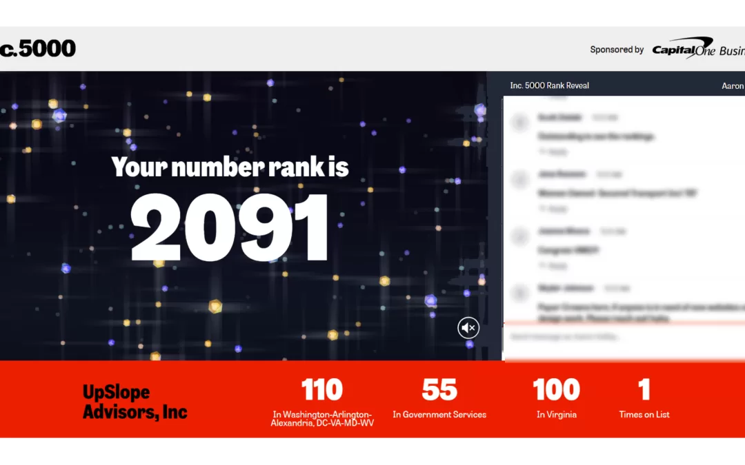 UpSlope Achieves Inc. 5000 Status